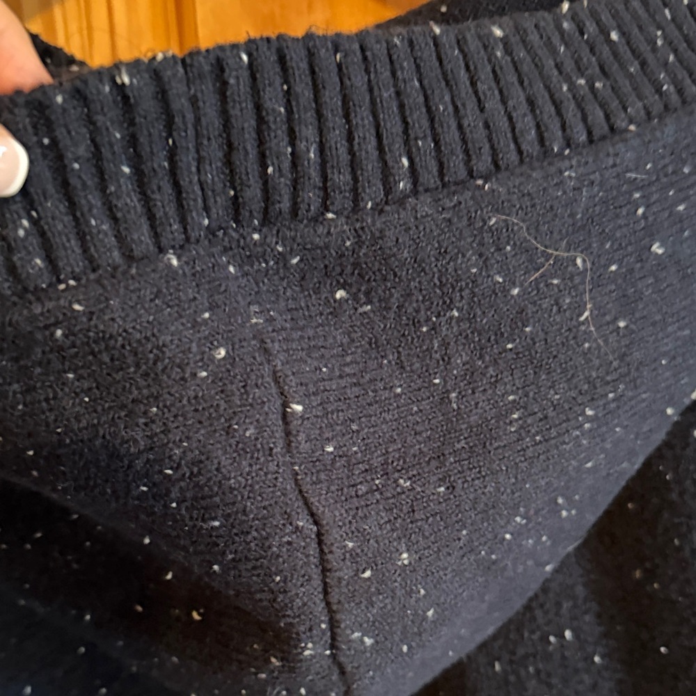 LOFT Navy and White Nordic Hooded Sweater - Picture 7 of 10